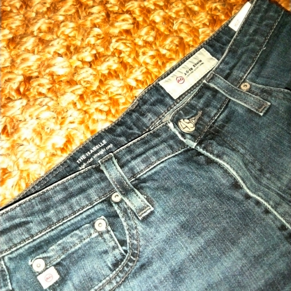 AG The Isabelle High Rise Straight Crop Blue Jeans